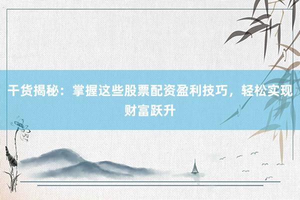 干货揭秘：掌握这些股票配资盈利技巧，轻松实现财富跃升