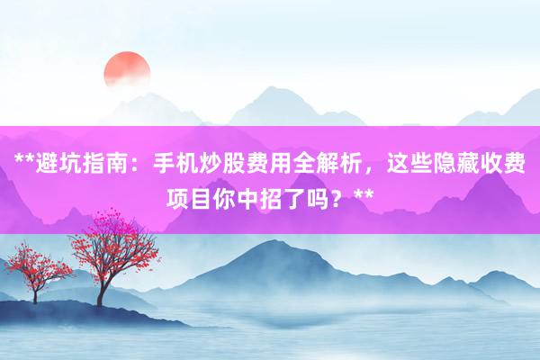 **避坑指南：手机炒股费用全解析，这些隐藏收费项目你中招了吗？**
