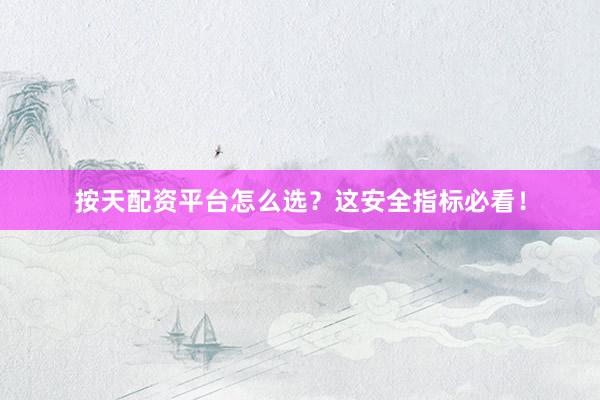 按天配资平台怎么选？这安全指标必看！