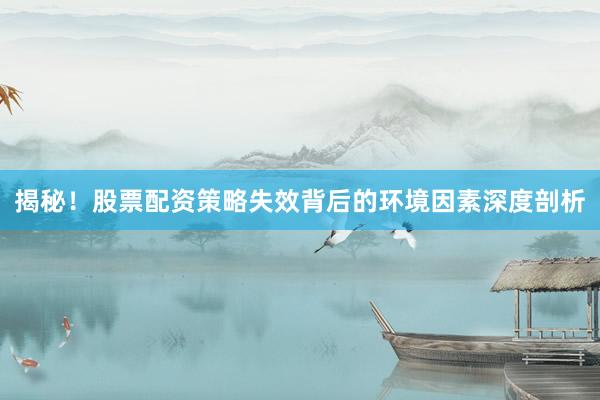 揭秘！股票配资策略失效背后的环境因素深度剖析