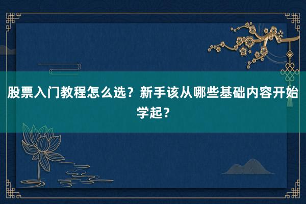 股票入门教程怎么选？新手该从哪些基础内容开始学起？